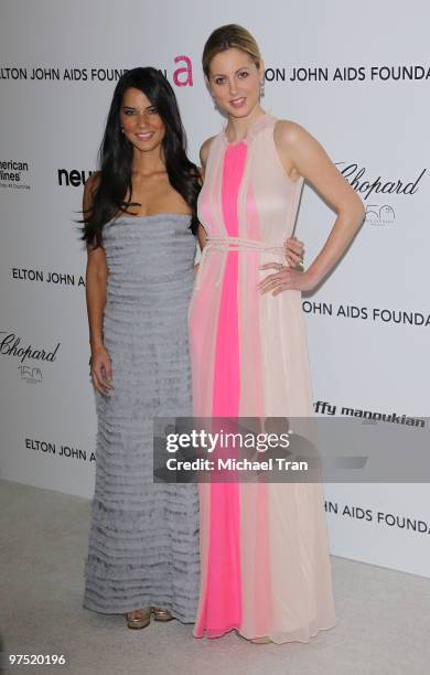 Olivia Munn and Eva Amurri arrive to the 18th Annual Elton John AIDS Foundation Academy Awards Viewing Party held at Pacific Design Center on March...