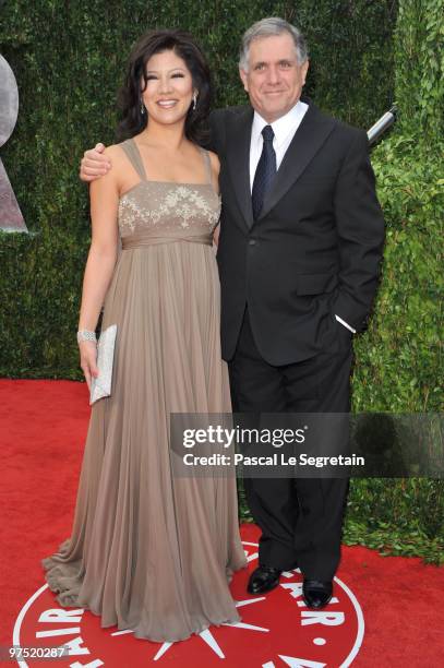 Personality Julie Chen and Les Moonves arrive at the 2010 Vanity Fair Oscar Party hosted by Graydon Carter held at Sunset Tower on March 7, 2010 in...