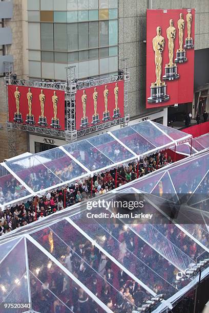 Exterior shots of the red carpet at the 82nd Academy Awards. Academy Awards for outstanding film achievements of 2009 will be presented on Sunday,...