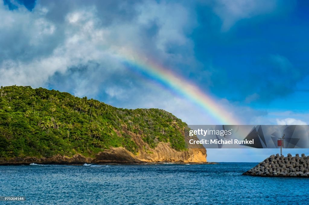 Rainbow above an islet off Ofu Island, Manua Group, Samoan Islands, American Samoa