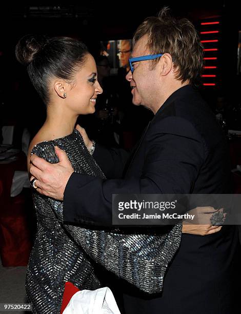 Nicole Richie and Sir Elton John attend the 18th Annual Elton John AIDS Foundation Oscar party held at Pacific Design Center on March 7, 2010 in West...