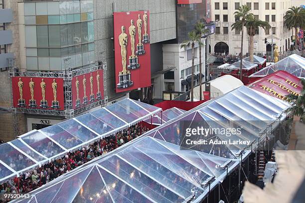 Exterior shots of the red carpet at the 82nd Academy Awards. Academy Awards for outstanding film achievements of 2009 will be presented on Sunday,...