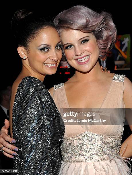 Nicole Richie and Kelly Osbourne attends the 18th Annual Elton John AIDS Foundation Oscar party held at Pacific Design Center on March 7, 2010 in...