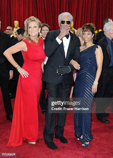 Producer Lori McCreary, actor Morgan Freeman and daughter Morgana Freeman arrive at the 82nd Annual Academy Awards held at Kodak Theatre on March 7,...