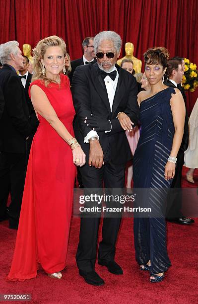 Producer Lori McCreary, actor Morgan Freeman and daughter Morgana Freeman arrive at the 82nd Annual Academy Awards held at Kodak Theatre on March 7,...