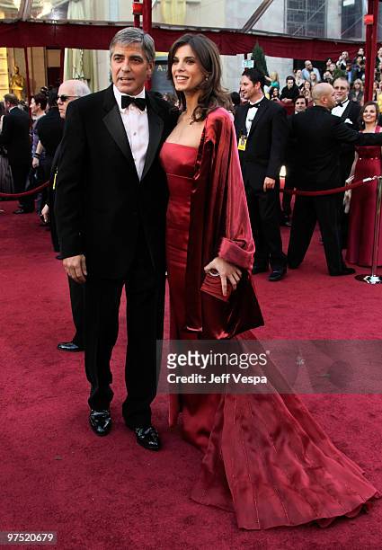 Actor George Clooney and Elisabetta Canali arrives at the 82nd Annual Academy Awards held at the Kodak Theatre on March 7, 2010 in Hollywood,...
