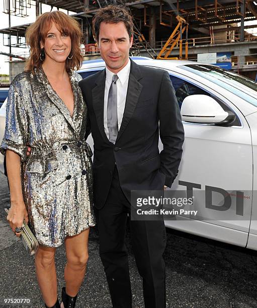 Actor Eric McCormick and his wife arrive in an Audi TDI to the 18th annual Elton John AIDS Foundation Oscar Party held at Pacific Design Center on...
