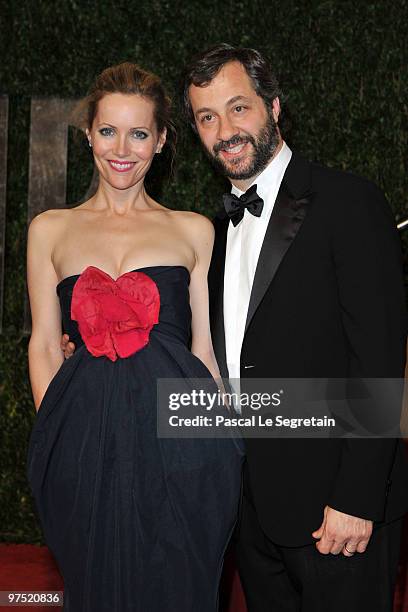 Actress Leslie Mann and director Judd Apatow arrive at the 2010 Vanity Fair Oscar Party hosted by Graydon Carter held at Sunset Tower on March 7,...