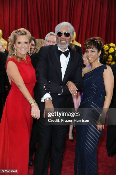 Producer Lori McCreary, actor Morgan Freeman and daughter Morgana Freeman arrive at the 82nd Annual Academy Awards held at Kodak Theatre on March 7,...