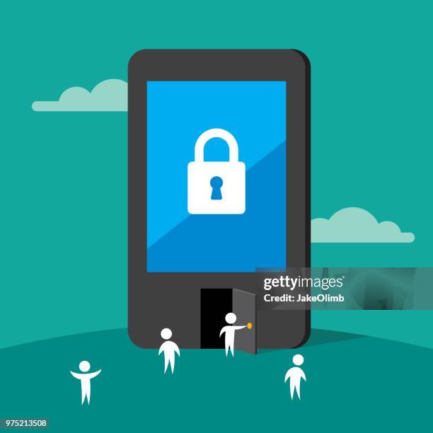 smartphone back door lock - back door stock illustrations