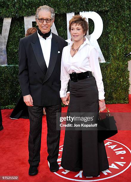 Producer Richard Perry and actress Jane Fonda arrive at the 2010 Vanity Fair Oscar Party held at Sunset Tower on March 7, 2010 in West Hollywood,...