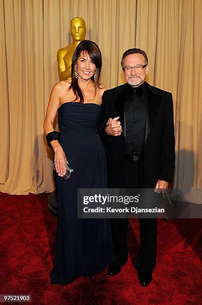 Actor Robin Williams and Susan Schneider arrive backstage at the 82nd Annual Academy Awards held at Kodak Theatre on March 7, 2010 in Hollywood,...