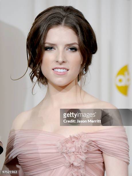 Actress Anna Kendrick poses in the press room at the 82nd Annual Academy Awards held at Kodak Theatre on March 7, 2010 in Hollywood, California.