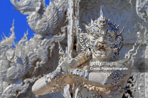 sculpture in the rong khun temple - wat rong khun stock pictures, royalty-free photos & images