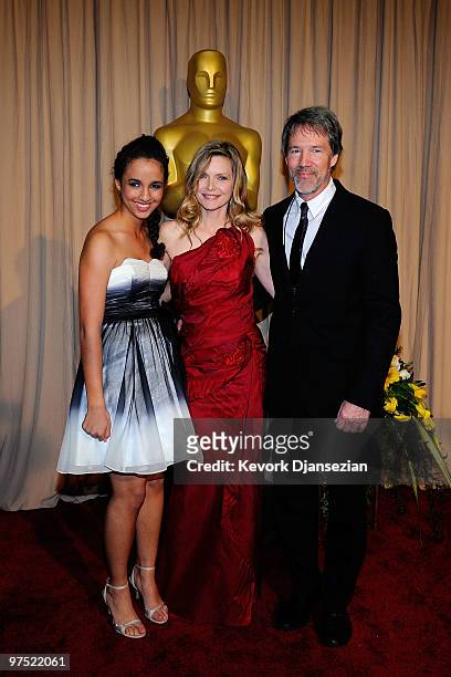 Actress Michelle Pfeiffer , husband David E. Kelley and daughter Claudia Rose arrive backstage at the 82nd Annual Academy Awards held at Kodak...
