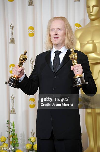 Paul N.J. Ottosson, winner of Best Sound Editing and Best Sound Mixing awards for "The Hurt Locker," poses in the press room at the 82nd Annual...