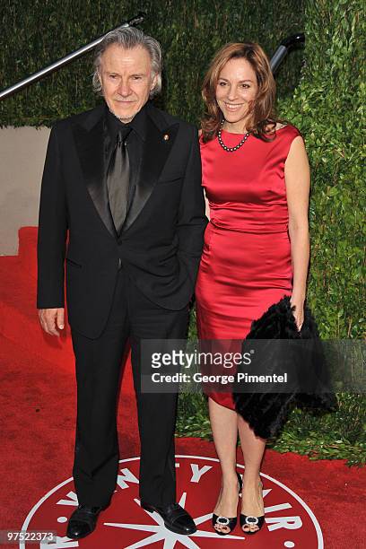 Actor Harvey Keitel and Daphna Kastner arrive at the 2010 Vanity Fair Oscar Party hosted by Graydon Carter held at Sunset Tower on March 7, 2010 in...