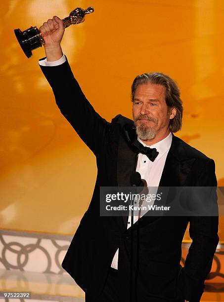 Actor Jeff Bridges accepts Best Actor award for "Crazy Heart" onstage during the 82nd Annual Academy Awards held at Kodak Theatre on March 7, 2010 in...