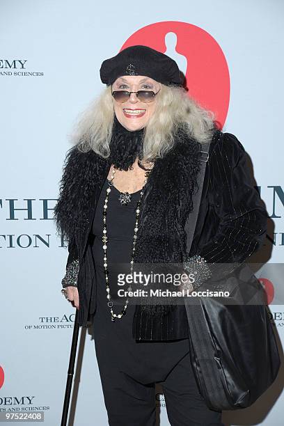 Actress Sylvia Miles attends the Academy of Motion Picture Arts and Sciences New York Oscar night party at GILT at The New York Palace Hotel on March...