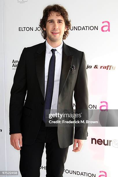 Musician Josh Groban arrives at the 18th annual Elton John AIDS Foundation's Oscar Viewing Party held at the Pacific Design Center on March 7, 2010...