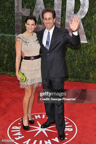 Jessica Seinfeld and Jerry Seinfeld arrive at the 2010 Vanity Fair Oscar Party hosted by Graydon Carter held at Sunset Tower on March 7, 2010 in West...