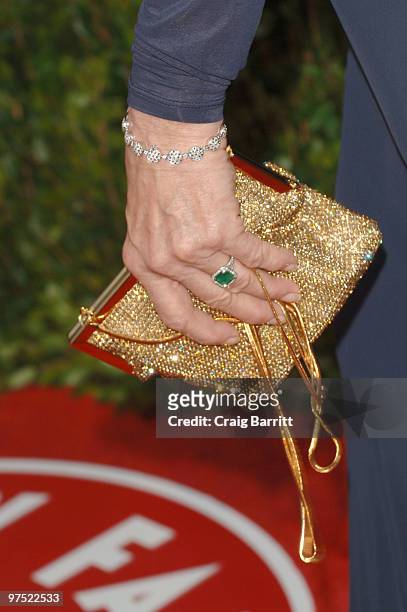 Actress Anjelica Huston arrives at the 2010 Vanity Fair Oscar Party hosted by Graydon Carter held at Sunset Tower on March 7, 2010 in West Hollywood,...