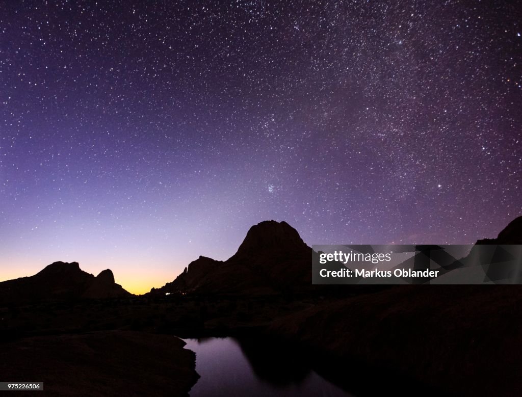 Spitzkoppe in front of a starry sky, Erongo region, Namibia