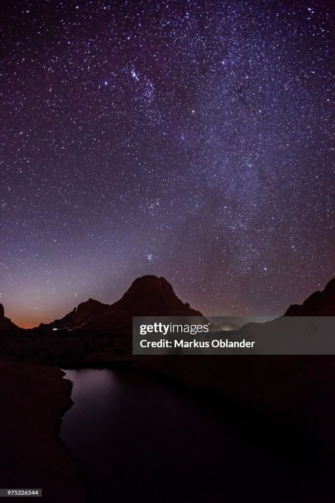 Spitzkoppe in front of a starry sky, Erongo region, Namibia
