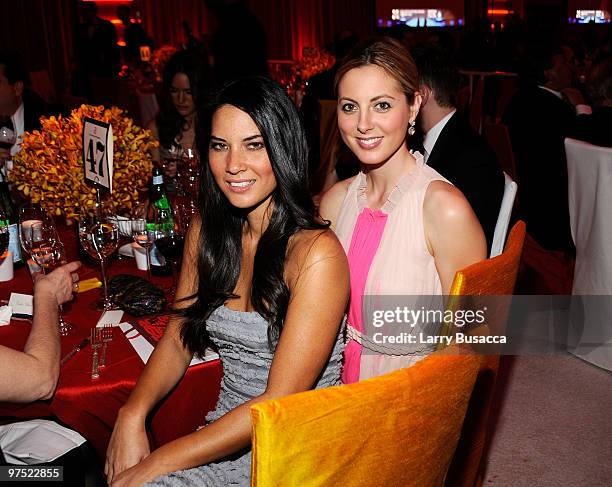 Actress Olivia Munn and Actress Eva Amurri attend the 18th Annual Elton John AIDS Foundation Academy Award Party at Pacific Design Center on March 7,...