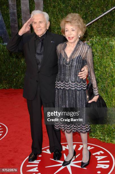 Actor Kirk Douglas and wife Anne Buydens arrive at the 2010 Vanity Fair Oscar Party hosted by Graydon Carter held at Sunset Tower on March 7, 2010 in...