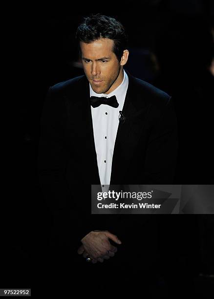 Actor Ryan Reynolds onstage during the 82nd Annual Academy Awards held at Kodak Theatre on March 7, 2010 in Hollywood, California.