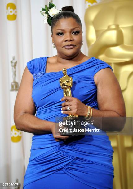 Actress Mo'Nique, winner of Best Supporting Actress award for "Precious: Based on the Novel 'Push' by Sapphire," poses in the press room at the 82nd...