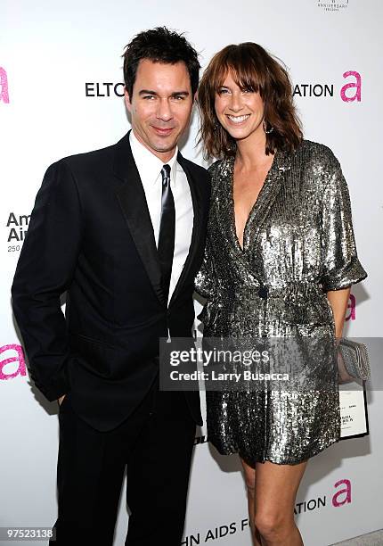 Actor Eric McCormack and Janet Holden attend the 18th Annual Elton John AIDS Foundation Academy Award Party at Pacific Design Center on March 7, 2010...