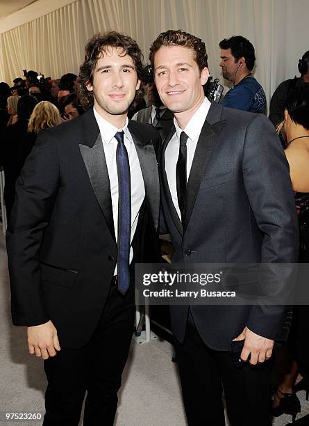 Musician Josh Groban and Matthew Morrison attend the 18th Annual Elton John AIDS Foundation Academy Award Party at Pacific Design Center on March 7,...