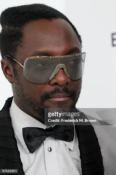 Singer wil.i.am arrives at the 18th annual Elton John AIDS Foundation's Oscar Viewing Party held at the Pacific Design Center on March 7, 2010 in Los...