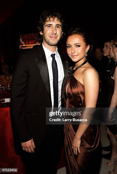 Musician Josh Groban and actress Hayden Panettiere attend the 18th Annual Elton John AIDS Foundation Academy Award Party at Pacific Design Center on...