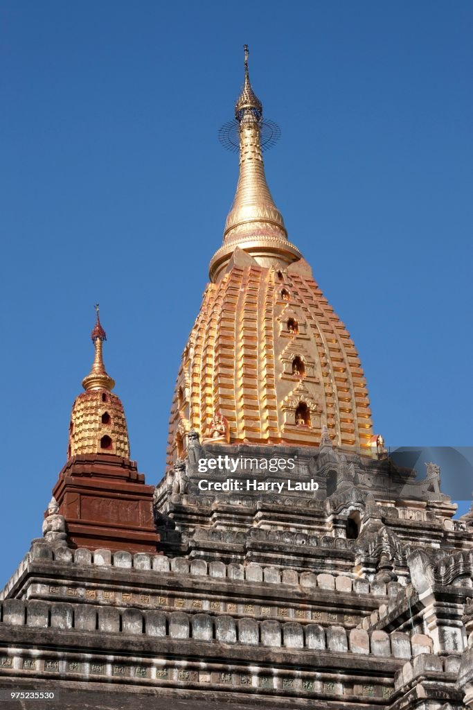 Golden stupa of the Ananda Temple, Pagoda, Bagan, Mandalay Division, Myanmar