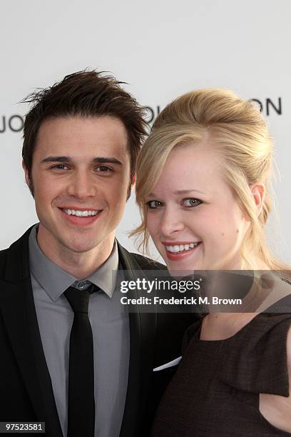 Singer Kris Allen and Katy O Connell arrive at the 18th annual Elton John AIDS Foundation's Oscar Viewing Party held at the Pacific Design Center on...