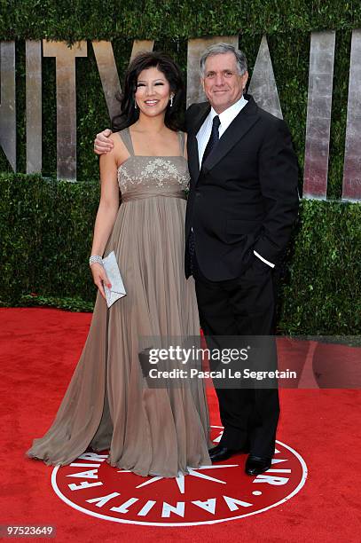 Personality Julie Chen and Les Moonves arrive at the 2010 Vanity Fair Oscar Party hosted by Graydon Carter held at Sunset Tower on March 7, 2010 in...