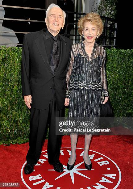 Actor Kirk Douglas and wife Anne Buydens arrive at the 2010 Vanity Fair Oscar Party hosted by Graydon Carter held at Sunset Tower on March 7, 2010 in...