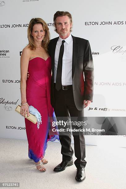 Actor Sam Trammell and guest arrives at the 18th annual Elton John AIDS Foundation's Oscar Viewing Party held at the Pacific Design Center on March...