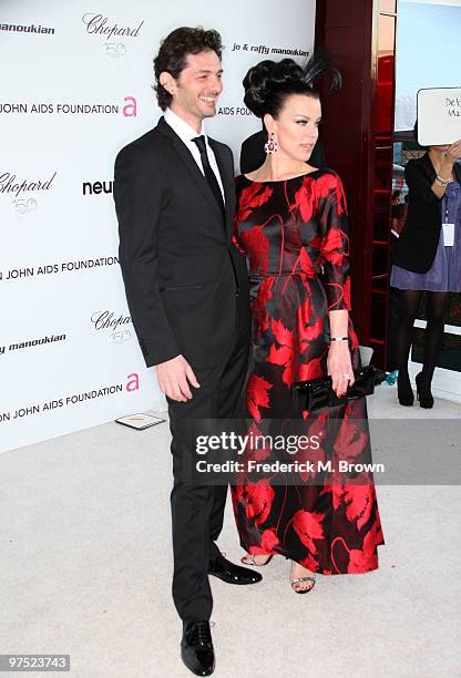 Gabriele Corcos and actress Debi Mazar arrives at the 18th annual Elton John AIDS Foundation's Oscar Viewing Party held at the Pacific Design Center...