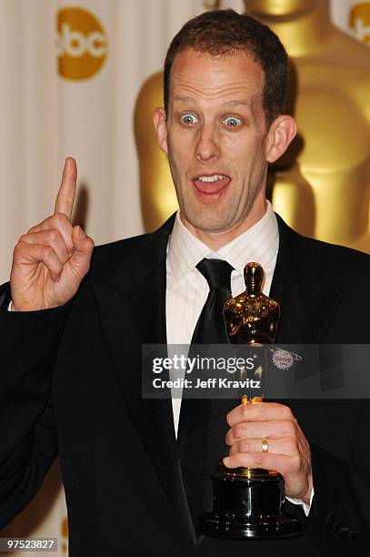 Director Pete Docter poses in the press room at the 82nd Annual Academy Awards held at Kodak Theatre on March 7, 2010 in Hollywood, California.