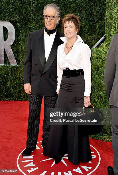 Music producer Richard Perry and actress Jane Fonda arrive at the 2010 Vanity Fair Oscar Party hosted by Graydon Carter held at Sunset Tower on March...