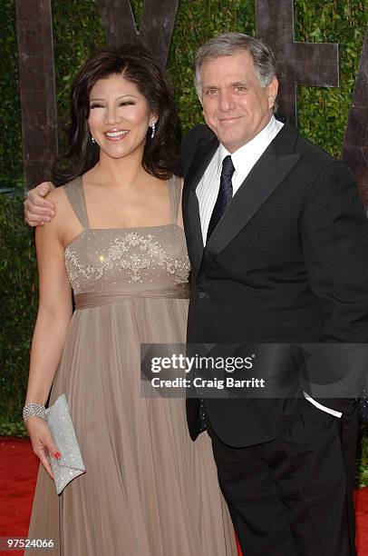 Personality Julie Chen and Les Moonves arrive at the 2010 Vanity Fair Oscar Party hosted by Graydon Carter held at Sunset Tower on March 7, 2010 in...