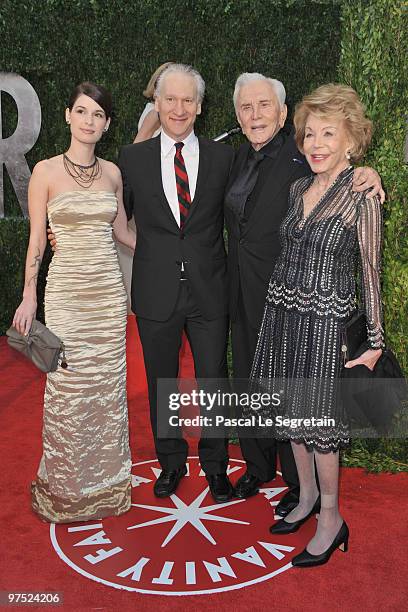 Cara Santa Maria, tv personality Bill Maher, Actor Kirk Douglas and Anne Buydens arrive at the 2010 Vanity Fair Oscar Party hosted by Graydon Carter...