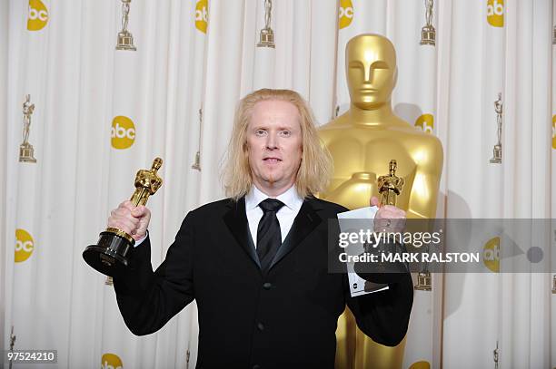 Paul N.J. Ottosson, winner of Best Sound Editing and Best Sound Mixing awards for "The Hurt Locker," poses in the press room at the 82nd Annual...