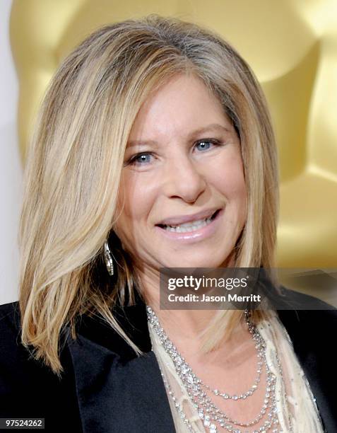 Singer/actress Barbra Streisand presents in the press room at the 82nd Annual Academy Awards held at Kodak Theatre on March 7, 2010 in Hollywood,...