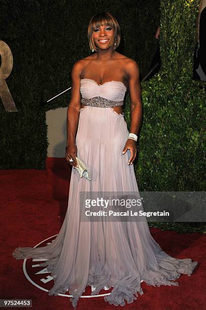 Tennis player Serena Williams arrives at the 2010 Vanity Fair Oscar Party hosted by Graydon Carter held at Sunset Tower on March 7, 2010 in West...