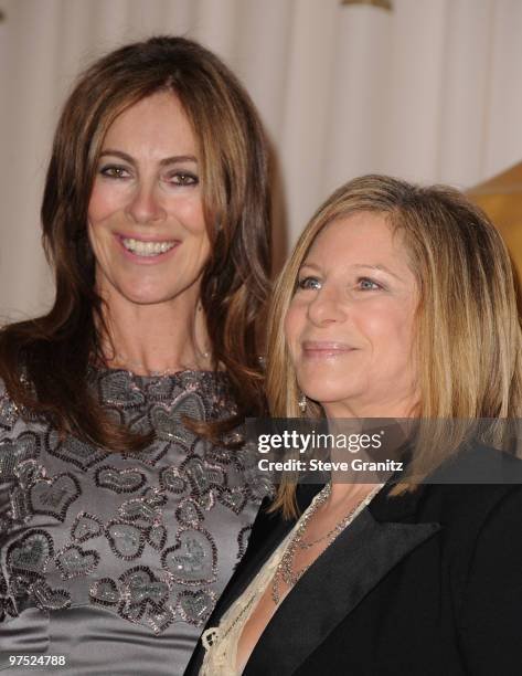 Director Kathryn Bigelow and presenter Barbara Streisand poses in the press room at the 82nd Annual Academy Awards held at the Kodak Theatre on March...